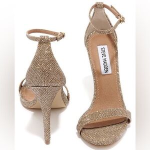 Steve Madden Glittering Gold Heels SZ 5 Strap 4 inch Heel